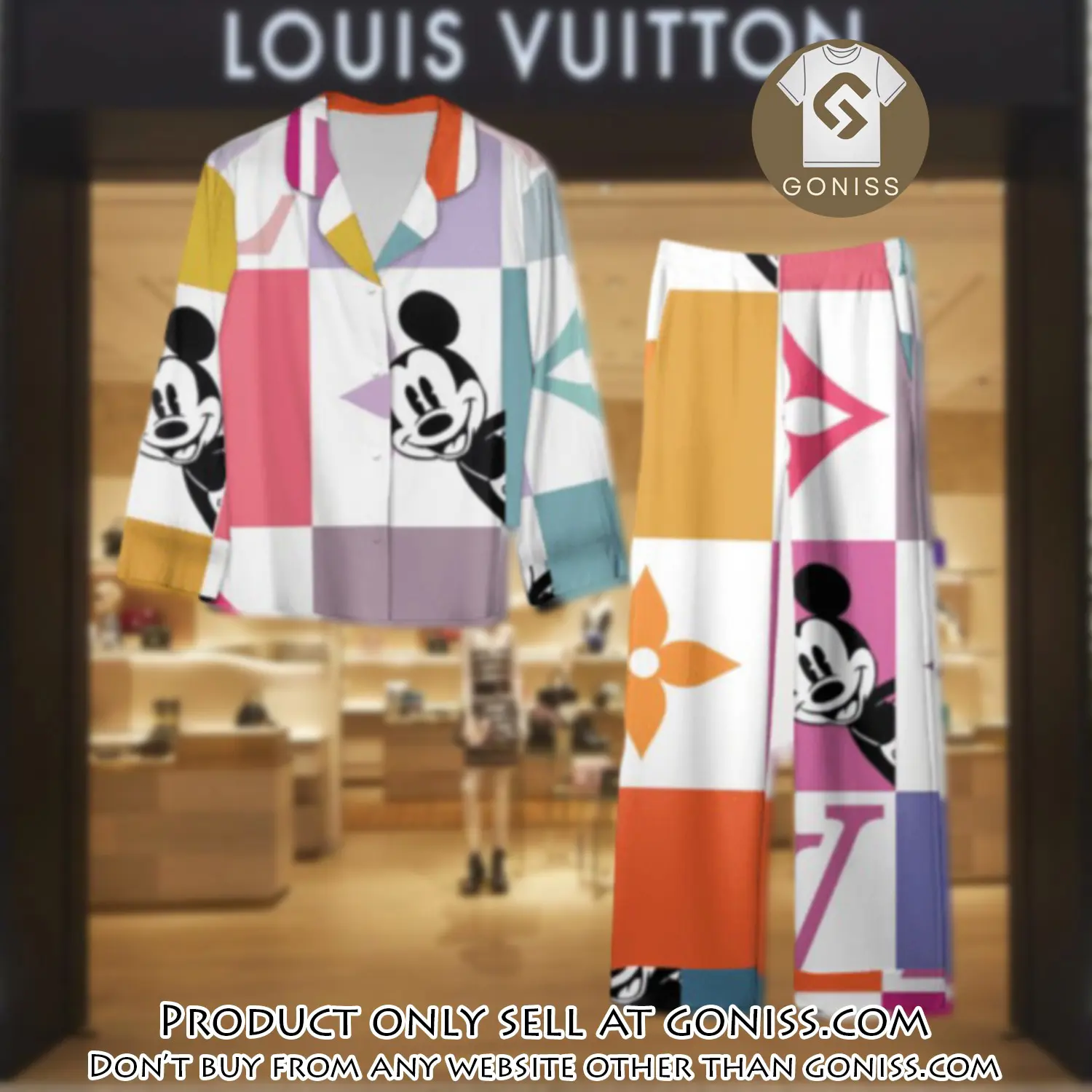 Trending luxury lv satin pajama set pjs1111 gn1211836